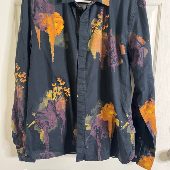 $228 John Varvatos Rodney Long Sleeve Buttondown Cotton Floral Shirt size M NWT - Picture 5 of 12
